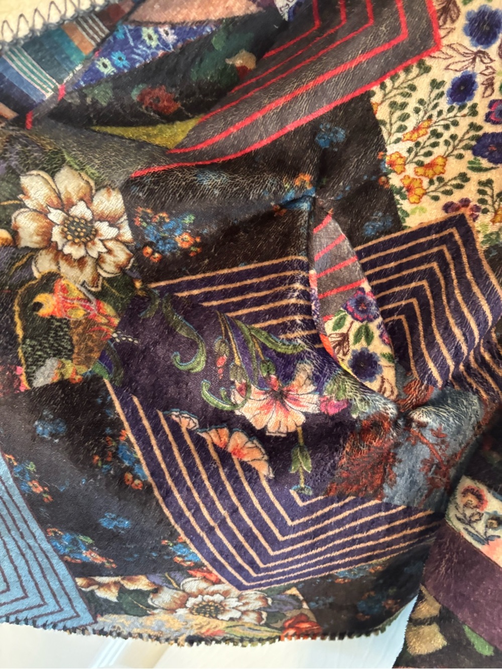 Johnny Was Cream Hooded Patchwork Floral Draped Cardigan - Picture 4 of 10